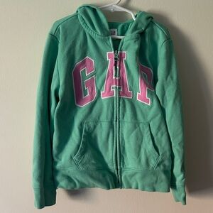 GAP Green Hoodie with Pink Logo